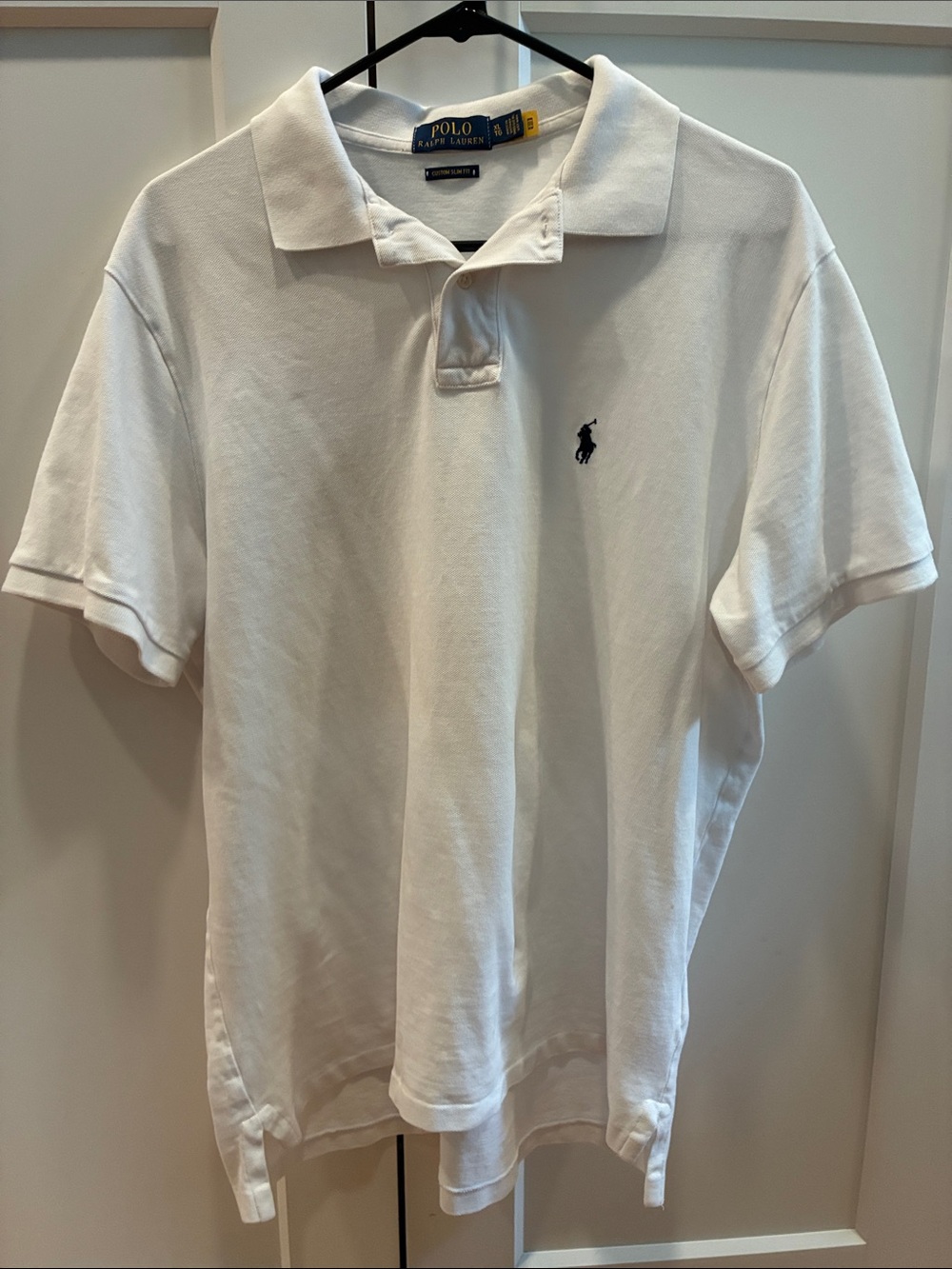 Ralph Lauren White Polo with Navy Pony (Custom Slim Fit XL)